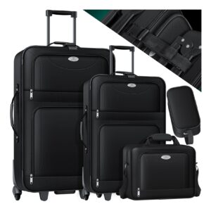 KESSER® 4tlg Trolley Kofferset   Reisekoffer Set  mit Rollen   Komplettes Business 4er Set   S M L XL   Netzfach   Rollen   Teleskopgriff   Koffer Reisetaschen Stoffkoffer   Handgepäck