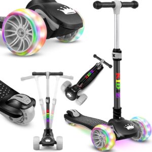 KIDIZ® Roller Kinder Scooter X-Pro2 Dreiradscooter mit PU LED Leuchtenden Räder Kinderroller faltbar Tret-Roller höhenverstellbarer Cityroller Kinderscooter für Jungen Mädchen 3-12 Jahre