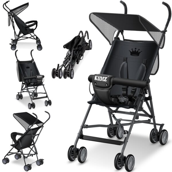 KIDIZ® Kinderwagen CITY Buggy Kinderbuggy klappbar Sportwagen Faltbar 360° 4-Zoll-Räder Inkl. Sonnen- und Regenverdeck zusammenklappbar 5-Punkt-Sicherheitsgurt ab 6 Monate