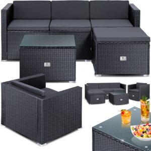 KESSER® Polyrattan Lounge Aruba – Gartenlounge für 4-5 Personen Gartenmöbel-Set Sitzgruppe aus 3er Gartensofa