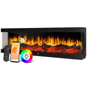 KESSER® Elektrokamin 3D Wandkamin Elektrischer Kamin mit Heizung 9 Farbmodi LED Flammeneffekt