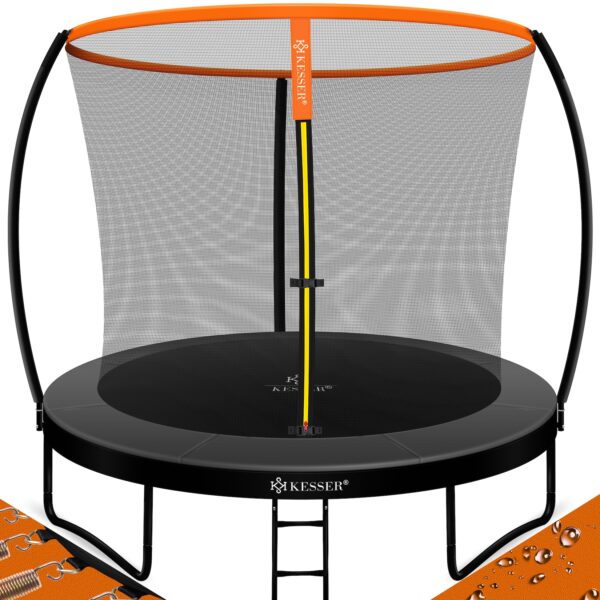 KESSER® Trampolin Gartentrampolin   TÜV Rheinland GS Zertifiziert   Kindertrampolin bis 150 kg   Komplettset mit Sicherheitsnetz