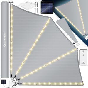 KESSER® Balkonfächer mit LED   klappbar mit Wandhalterung   140x140cm   Sichtschutz Balkon Windschutz   Balkonsichtschutz   Seitenmarkise   witterungsbeständig   inkl. Montagematerial