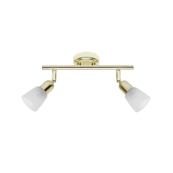 BRILLIANT Lampe Sofia Spotrohr 2flg messing/weiß-alabaster   2x D45