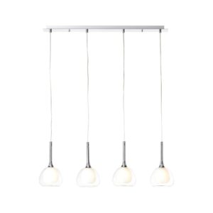 BRILLIANT Lampe Hadan Pendelleuchte 4flg chrom/weiß-transparent   4x D45