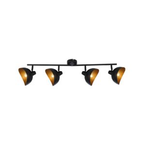 BRILLIANT Lampe Layton Spotrohr 4flg schwarz matt/gold   4x D45