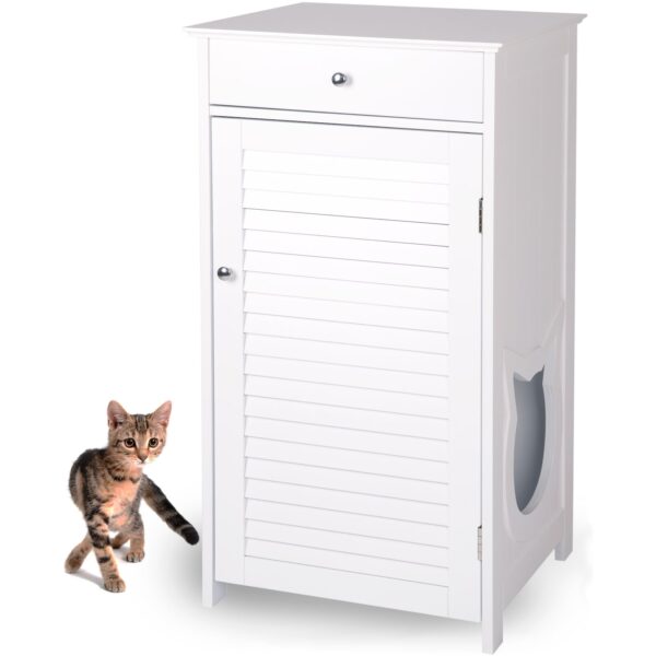 WONDERMAKE® Katzenschrank für Katzentoilette groß hoch aus Holz