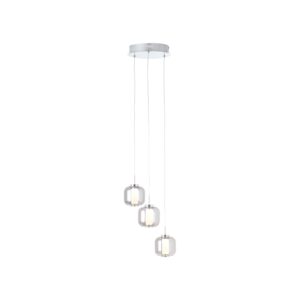 BRILLIANT Rafa LED Pendelleuchte 3flg Rondell chrom/rauchglas Innenleuchten