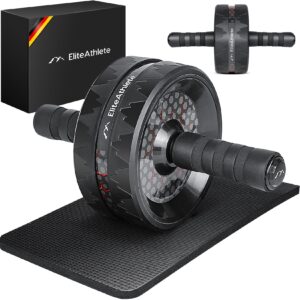 EliteAthlete® Bauchroller Bauchmuskeltrainer - AB Roller - Bauchtrainer für Zuhause - Bauch Weg - Abdominal Trainer - AB Wheel inkl. gepolsterter Kniematte - Rot