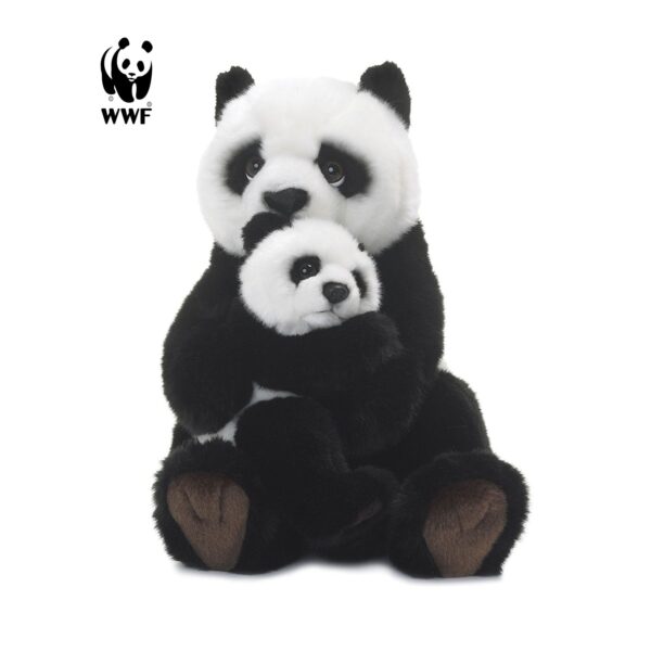 WWF Plüschtier Pandamutter mit Baby (28cm) lebensecht Kuscheltier Stofftier