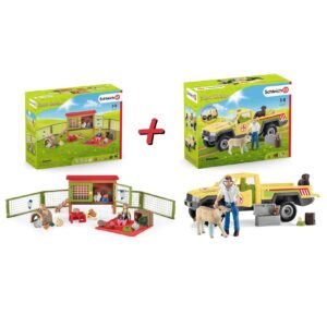 Schleich Farm World Set - Tierarztbesuch auf dem Bauernhof + Picknick mit kleinen Haustieren