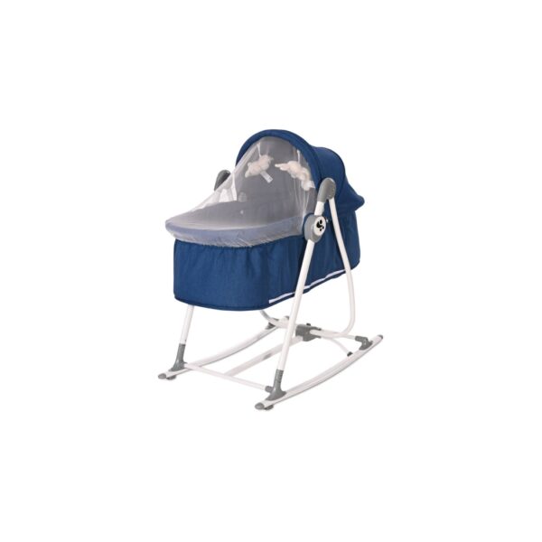 Lorelli Babywiege manuell Alicante 2 in 1 Babywippe Moskitonetz Sonnendach Gurt blau