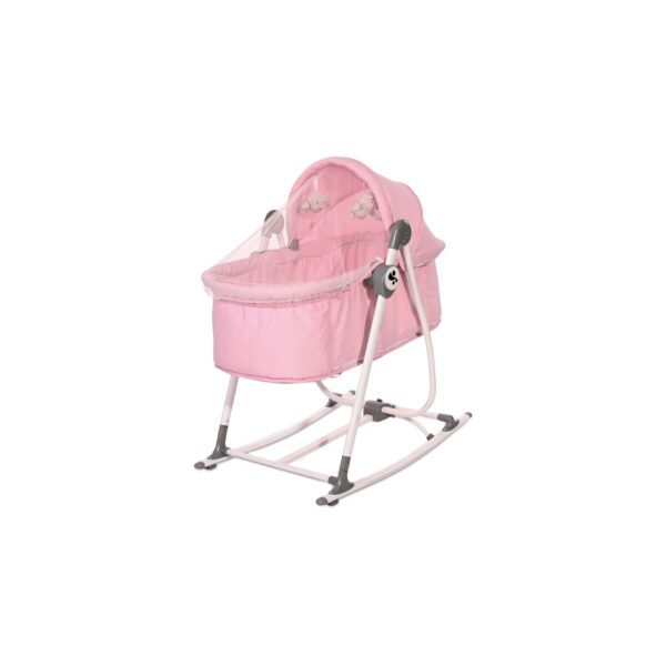 Lorelli Babywiege manuell Alicante 2 in 1 Babywippe Moskitonetz Sonnendach Gurt rosa