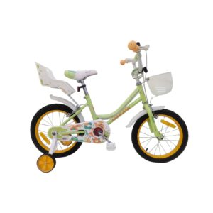 Makani Kinderfahrrad Norte 16 Zoll Stahlrahmen Puppenträger Frontkorb Stützräder grün