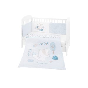 Kikkaboo Bettwäsche 4-teilig Decke 135 x 95 cm Bezug Nestchen Bett 120 x 60 cm blau