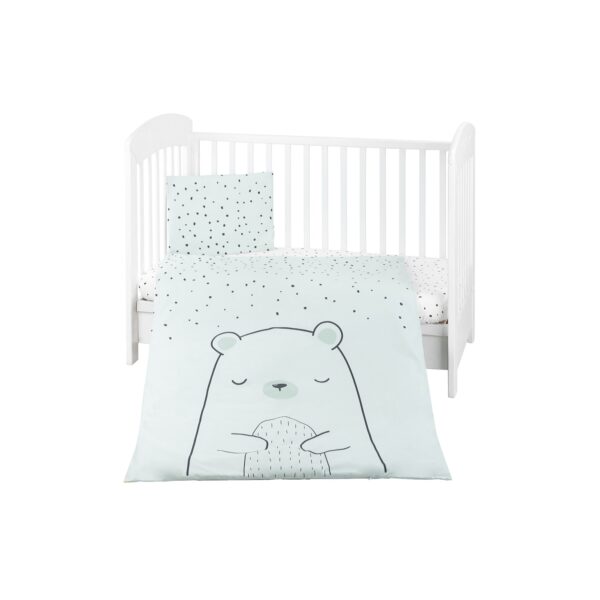 Kikkaboo Kinderbettwäsche Bär 5-teilig Decke 135 x 95 cm Kissen 45 x 35 cm Laken grün