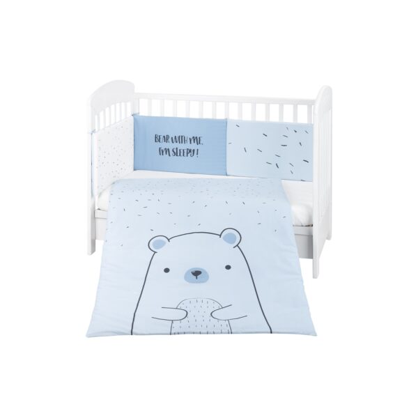 Kikkaboo Babybettwäscheset Bär 3tlg Decke 135 x 95 cm Nestchen 180 x 35 cm Bezug blau