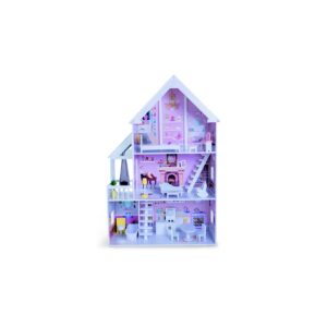 Moni Puppenhaus Holz 4127 Cinderella 15-tlg. Möbelset 3 Etagen 4 Zimmer Terrasse lila