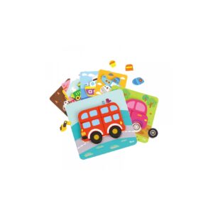 Tooky Toy Kinder Puzzle 6er Set TL635 Holz 3D Transport 33 Puzzleteile ab 1 Jahr bunt