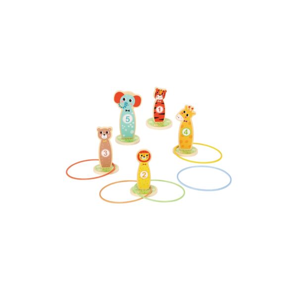 Tooky Toy Ringwurfspiel T401 aus Holz 15-teilig