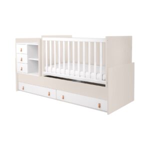 Kikkaboo Babybett Lorena 4 in 1 Kommode Schaukelfunktion Schreibtisch Jugendbett beige