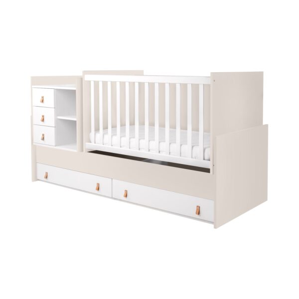 Kikkaboo Babybett Lorena 4 in 1 Kommode Schaukelfunktion Schreibtisch Jugendbett beige