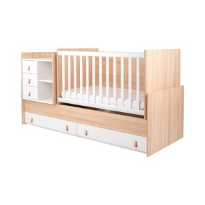 Kikkaboo Babybett Lorena 4 in 1 Kommode Schaukelfunktion Schreibtisch Jugendbett hellbraun