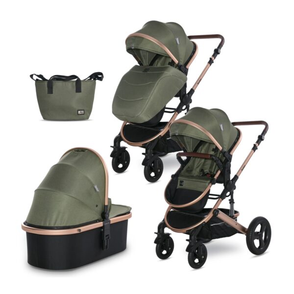 Lorelli Kombikinderwagen Boston 2 in 1 Sportsitz Babywanne Mückennetz bis 22 kg grün