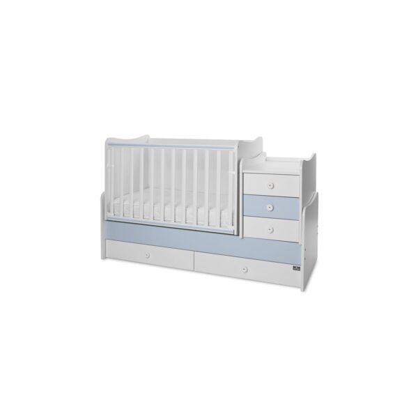 Lorelli Babybett Maxi Plus New Schaukelfunktion Jugendbett Schrank Schreibtisch weiß blau