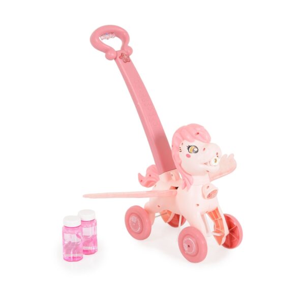 Moni Schiebespielzeug Pony Wings 40 cm hoch Seifenblasen bewegliche Flügel Musik rosa