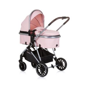 Chipolino Kinderwagen Aura 2 in 1 umbaubar Wickeltasche Sitz umkehrbar bis 22 kg rosa