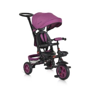 Byox Tricycle Explore 3 in 1 Dreirad umkehrbarer Sitz Schiebegriff Körbe Pedale violett