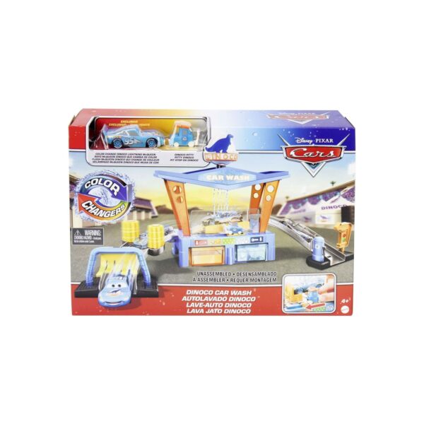 Mattel GTK91 - Disney Pixar Cars - Dinoco Autowaschanlage inkl. Fahrzeug mit Farbwechsel