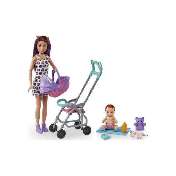 Mattel GXT34 - Barbie - Skipper Babysitters Inc. - Puppe mit Kinderwagen und Zubehör