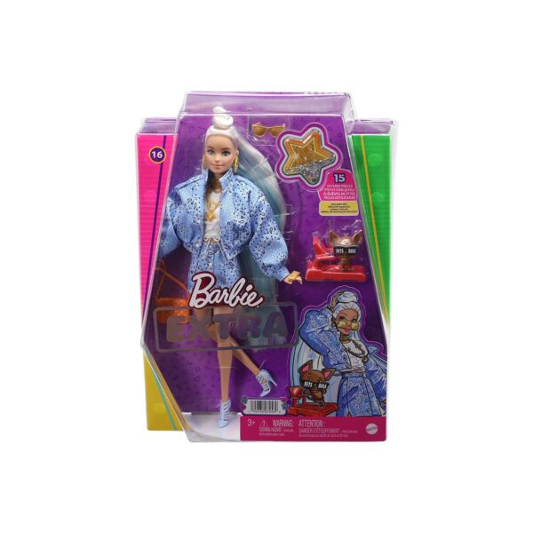 Mattel HHN08 - Barbie - Extra - Puppe in blauem Paisley-Print Rock & Jacke