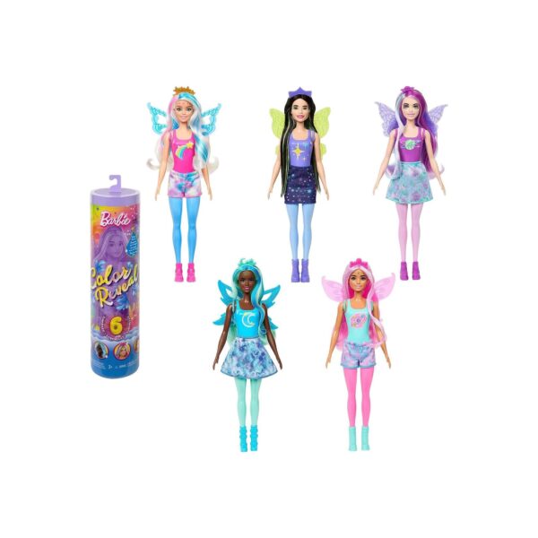 Mattel HJX61 sort. - Barbie - Color Reveal - Rainbow Galaxy - Puppe mit 6 Überraschungen