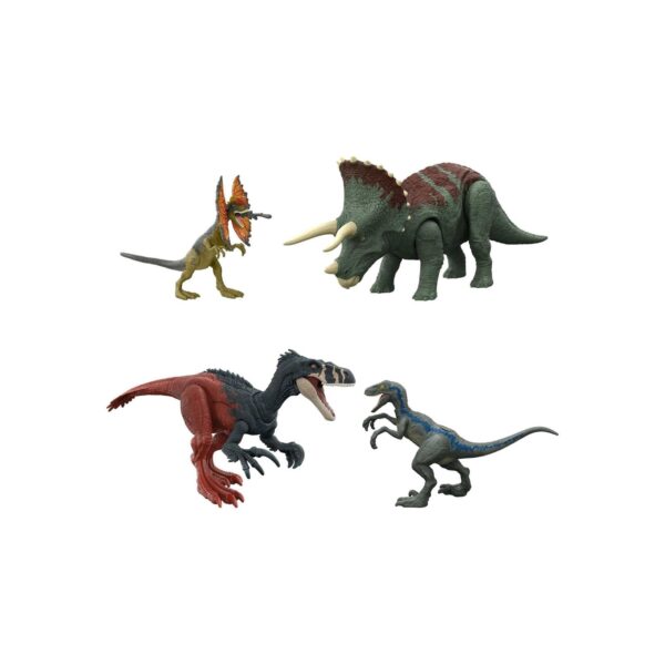 Mattel HJJ85 - Jurassic World - Roar Strikers - Dinosauerier Set inkl. 4 Dinos