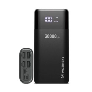 Wozinsky Powerbank 30000mAh Li-Po 4 x USB mit LCD-Display 2 A Ladegerät Schwarz