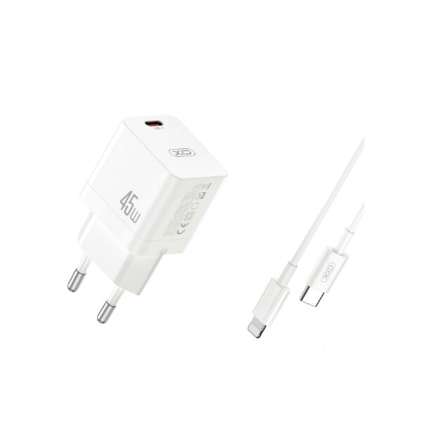 XO CE09 Wandladegerät Handyladegerät PD 45W 1x USB-C Weiß + USB-C - iP