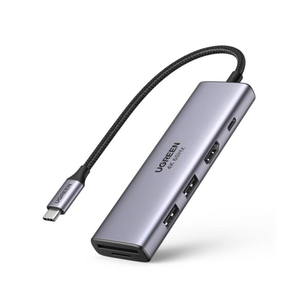 Multifunktions-HUB USB Typ C 2x HDMI 4K 60Hz USB Typ C PD 100W grau