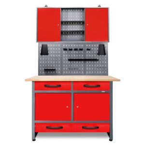 Werkstatt Set Werner Plus 120 cm 1 Schrank rot