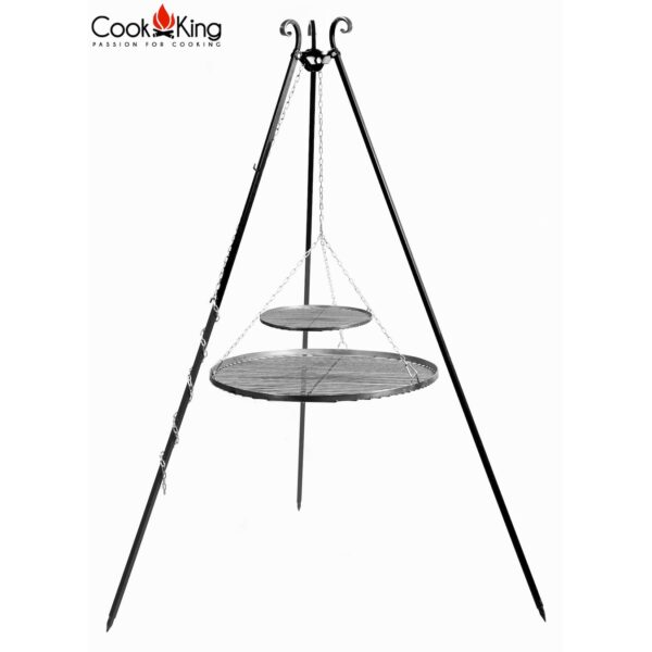 Schwenkgrill 180 cm - Doppelrost aus Rohstahl 70 cm + 40 cm