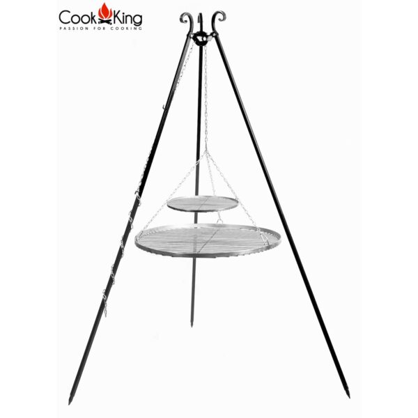 Schwenkgrill 180 cm - Doppelrost aus Edelstahl 70 cm + 40 cm