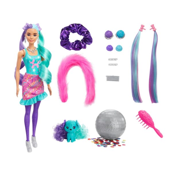 Barbie Color Reveal Glitzer Haarwechsel Puppe Glitzerviolett 25 Überraschungen