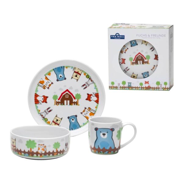 Van Well Kindergeschirr Set Fuchs und Freunde 3er Set