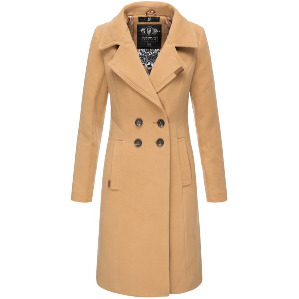 NAVAHOO Damen Designer Wintermantel Trenchcoat in Wollmantel-Optik Wooly