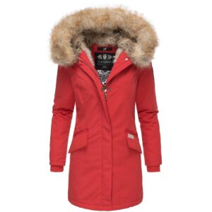 NAVAHOO Damen stylischer Wintermantel Winterparka mit Kunstfell-Kapuze Cristal