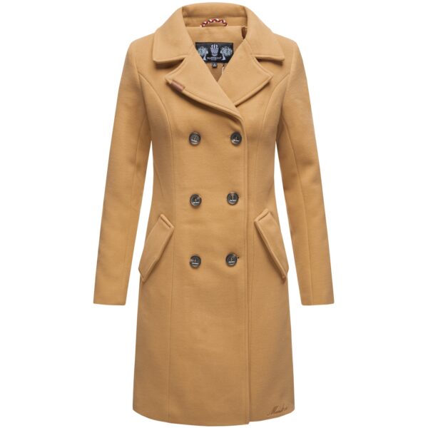 MARIKOO Damen Edler Wintermantel Trenchcoat in Wollmantel-Optik Nanakoo