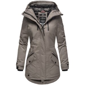 NAVAHOO Damen sportlicher Wintermantel Winter Kurzmantel mit Kapuze Avrille