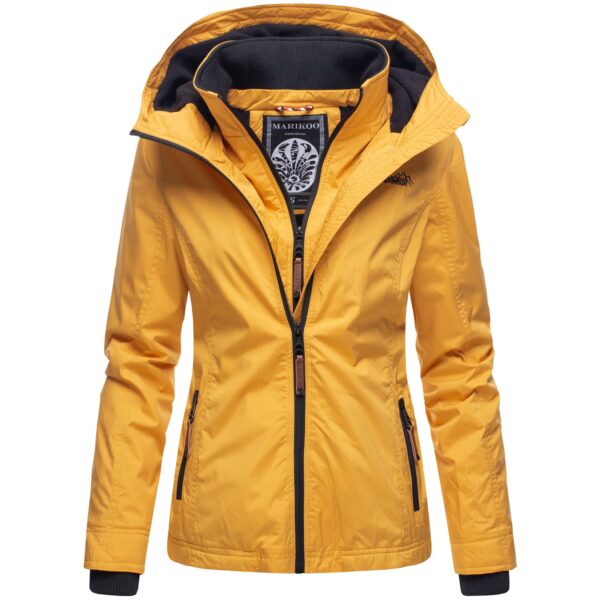 MARIKOO Damen Sportliche Outdoorjacke Übergangs Regenjacke mit Kapuze Erdbeere